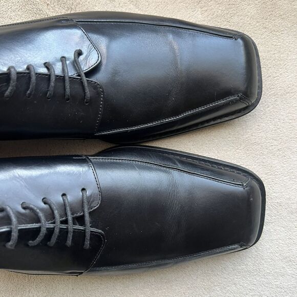 Mezlan Linosa Black Leather Oxford Men’s  12 M Made in Spain Bicycle Toe Dress - Picture 2 of 16